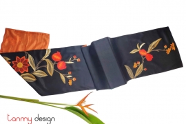 Silk scarf with embroidery of pomegranate branch